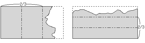 Images of oblong rectangles with two-thirds or more of the surface being remained.