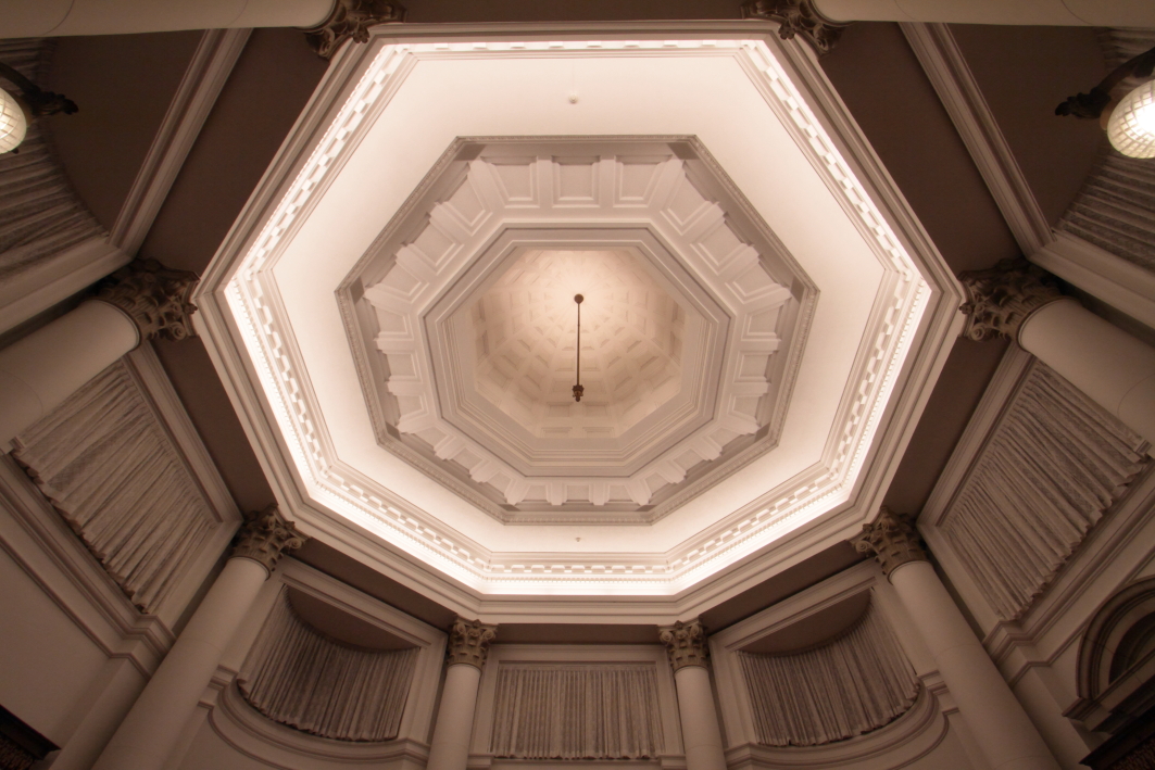 Image: Ceiling of the octagonal room beneath the dome that marks the center of the Main Building